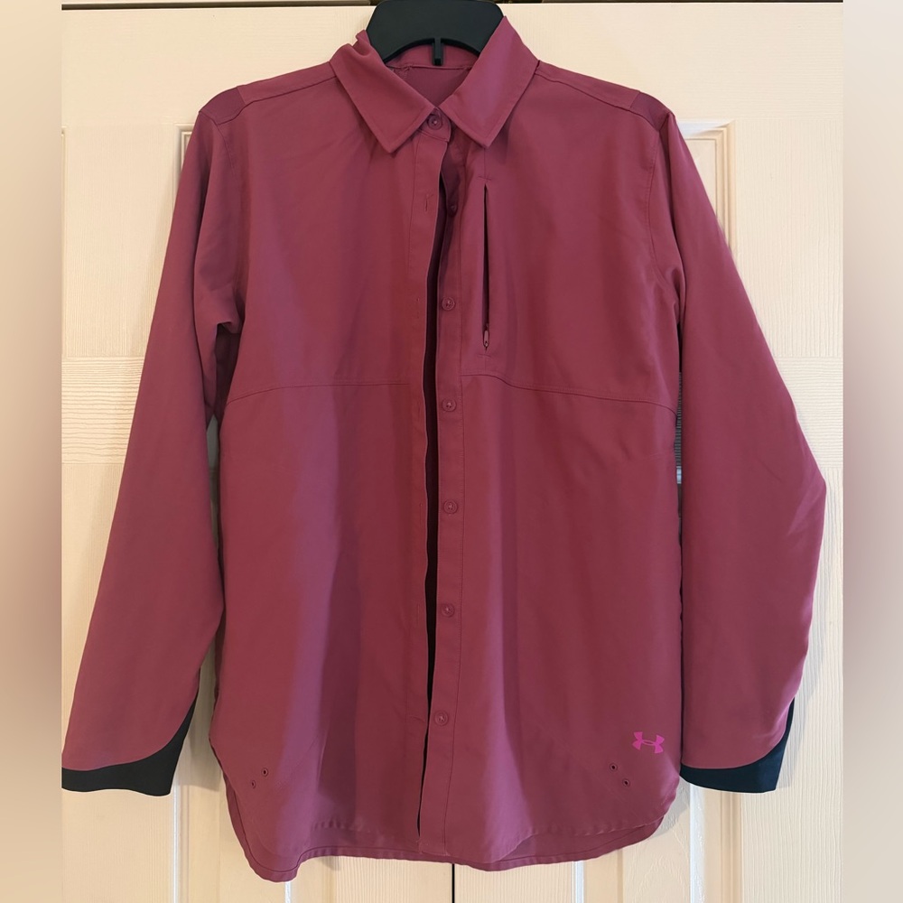 Under Armour Maroon Button-Up Shirt Jacket